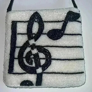 Music Notes Small Beaded Bag